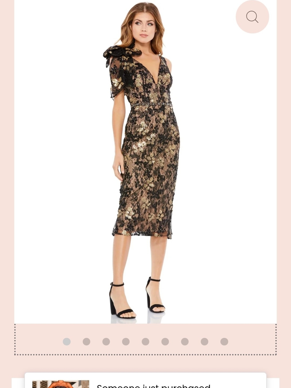 Mac Duggal - 79337 Floral-Embellished V-Neck Midi Dress
